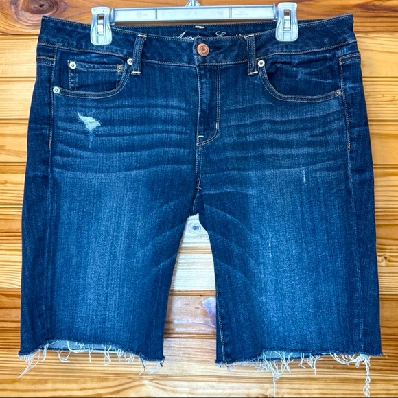 American Eagle Outfitters Pants - Y2K American eagle stretch Bermuda length Jean cutoff shorts size 12